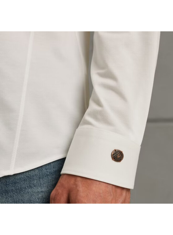 CSI00940 7002 Cast Iron LONG SLEEVE SHIRT Twill Jersey 2 tone Snow White