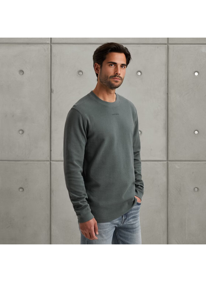 CTS2508584 9096 Cast Iron Long sleeve r-neck regular fit waffle Stormy Weather