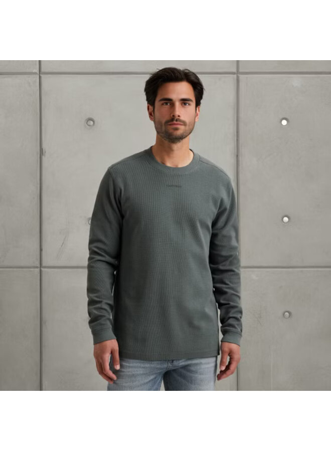 CTS2508584 9096 Cast Iron Long sleeve r-neck regular fit waffle Stormy Weather