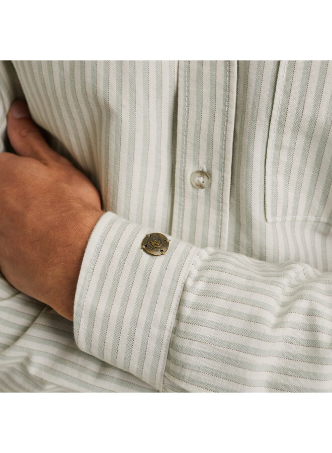 CSI2508202 8025 Cast Iron LONG SLEEVE SHIRT Oxford Stripe Brindle