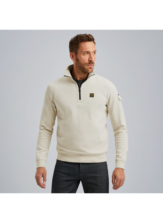 PSW2508423 7013 PME Legend Half zip collar interlock jersey Bone White