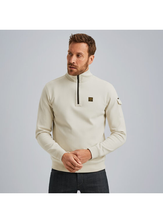 PSW2508423 7013 PME Legend Half zip collar interlock jersey Bone White