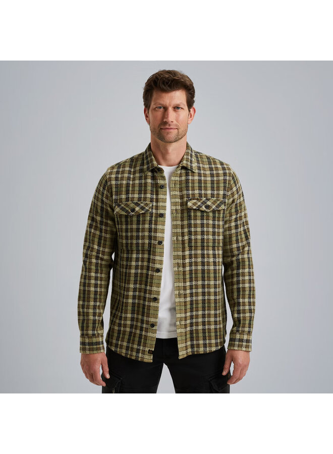 PSI2508212 6379 PME Legend LONG SLEEVE SHIRT Small Herringbone Check Oil Green
