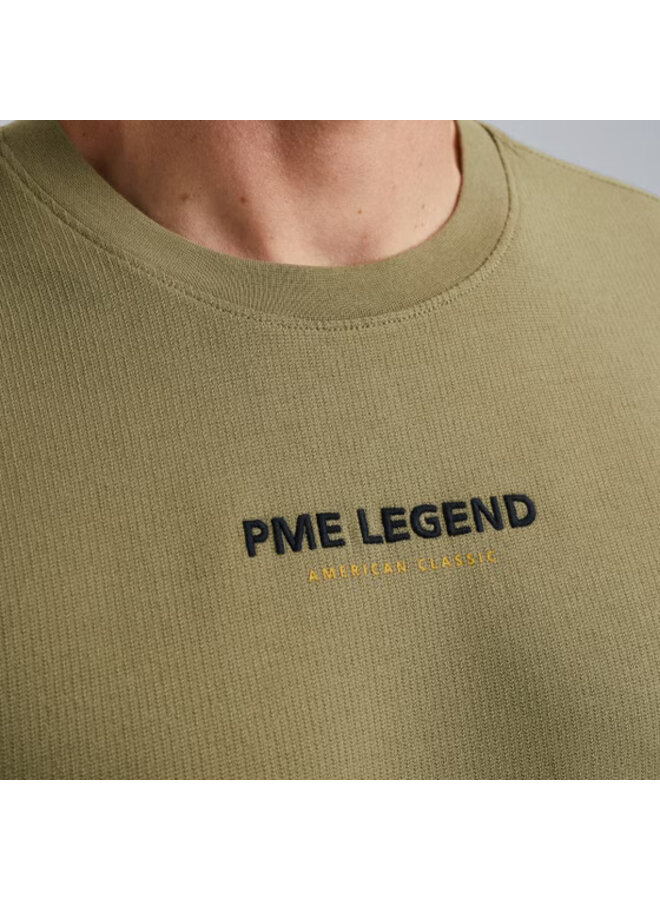 PTSS2508564 6379 PME Legend Short sleeve r-neck flat waffle jersey Oil Green