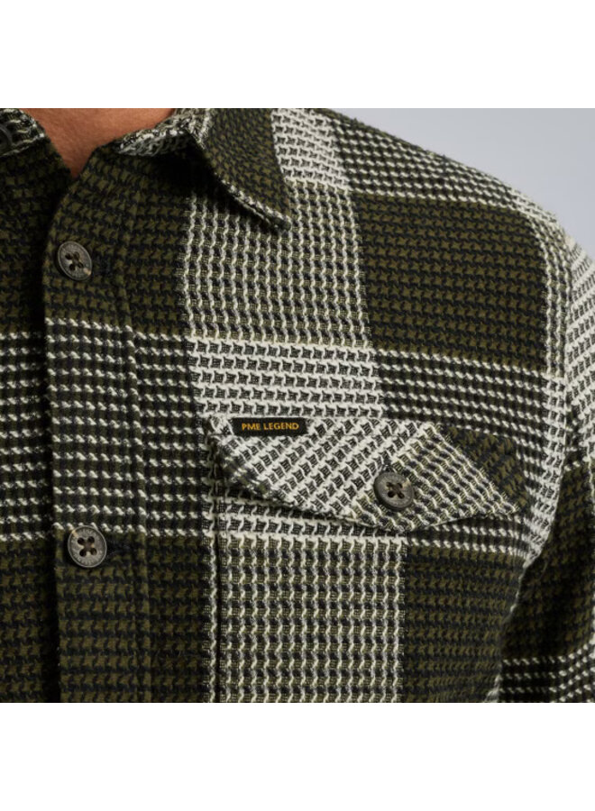 PSI2508214 6416 PME Legend LONG SLEEVE SHIRT Structure Block  Check Olive Night