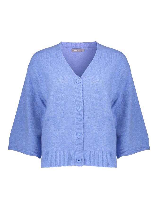 54532-14 625 Geisha Cardigan v-neck 3/4 sleeves  blue