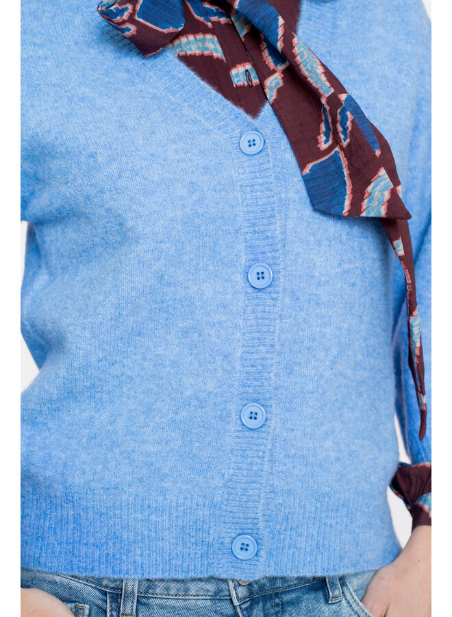 54532-14 625 Geisha Cardigan v-neck 3/4 sleeves  blue