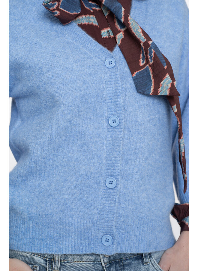 54532-14 625 Geisha Cardigan v-neck 3/4 sleeves  blue