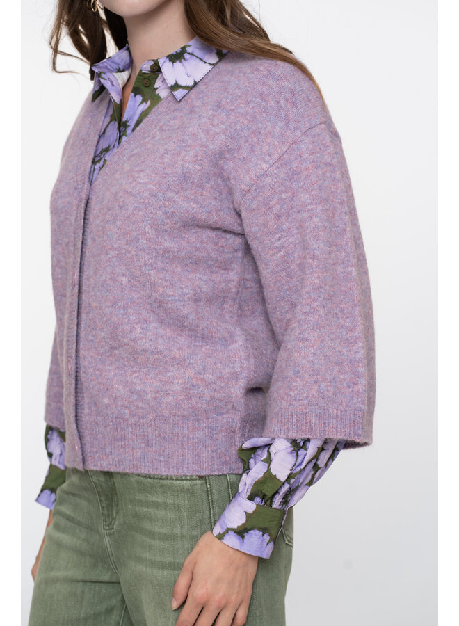 54532-14 300 Geisha Cardigan v-neck 3/4 sleeves  lilac