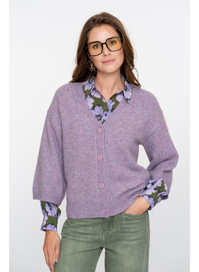 54532-14 300 Geisha Cardigan v-neck 3/4 sleeves  lilac