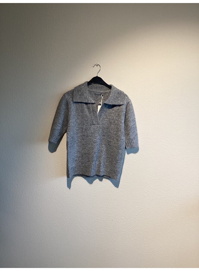 54540-14 925 Geisha Pullover V-neck lurex & secq grey/silver