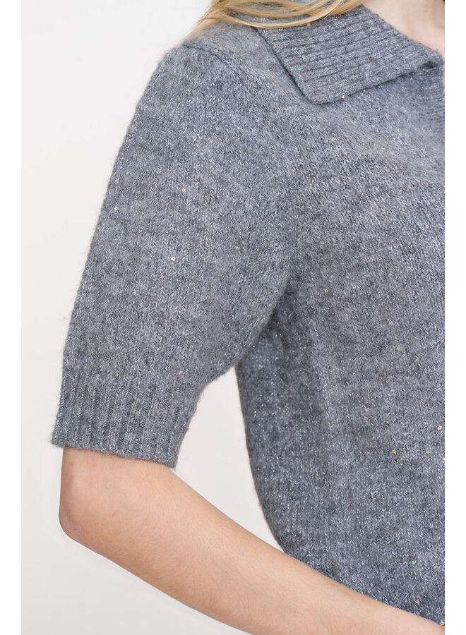 54540-14 925 Geisha Pullover V-neck lurex & secq grey/silver