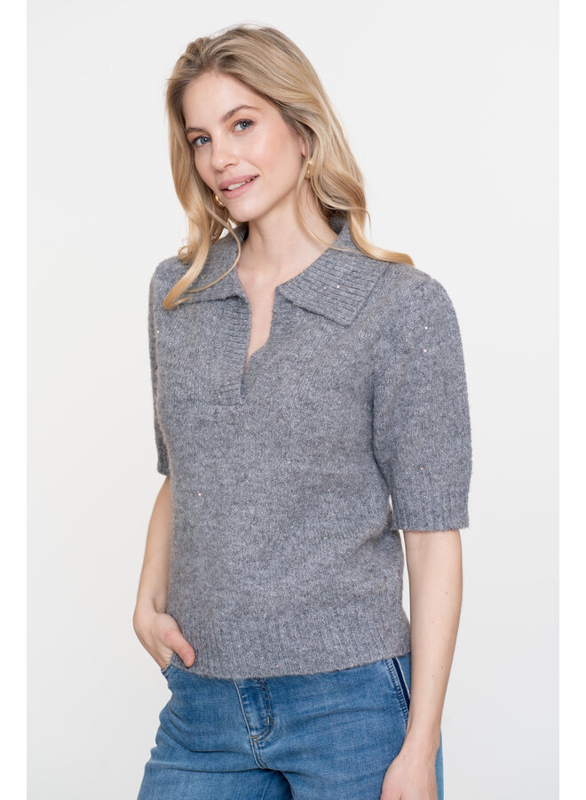 54540-14 925 Geisha Pullover V-neck lurex & secq grey/silver