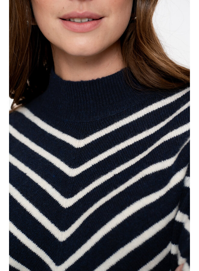 54504-10 675 Geisha Pull stripes turtleneck navy/offwhite