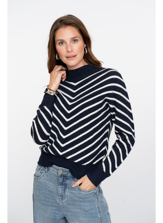 54504-10 675 Geisha Pull stripes turtleneck navy/offwhite