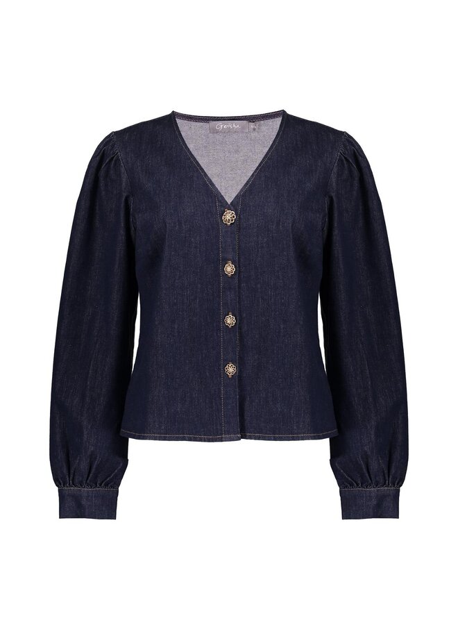 53504-10 880 Geisha Blouse denim dark blue denim