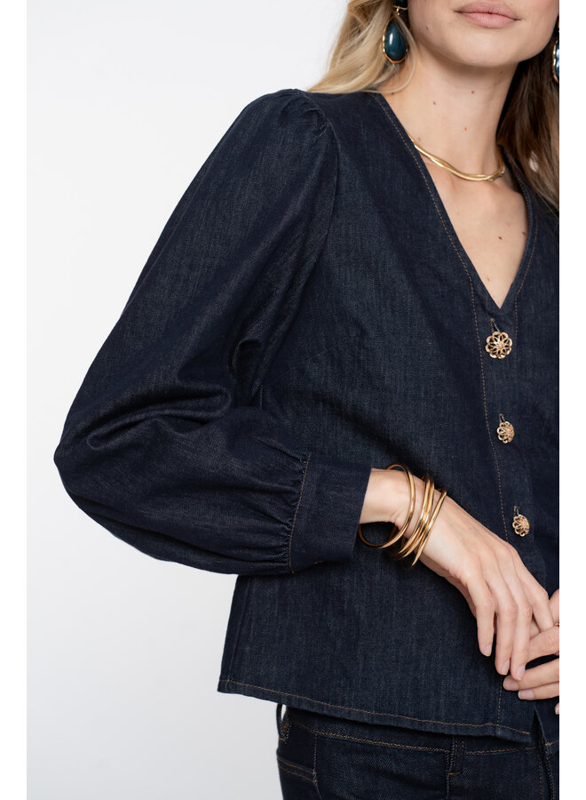 53504-10 880 Geisha Blouse denim dark blue denim