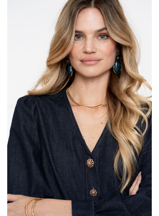 53504-10 880 Geisha Blouse denim dark blue denim