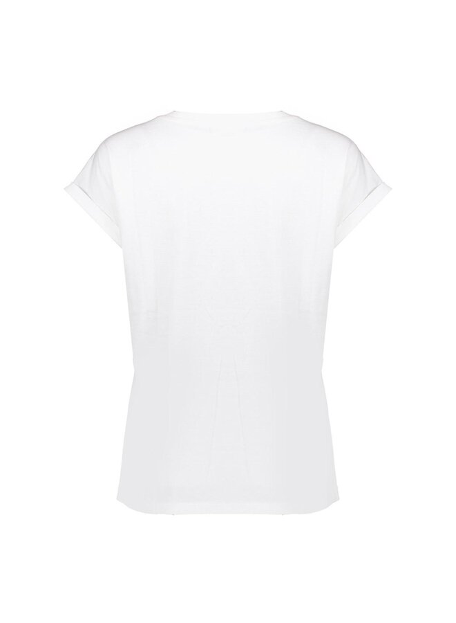 52607-41 010 Geisha T-shirt embroidered word off-white/silver
