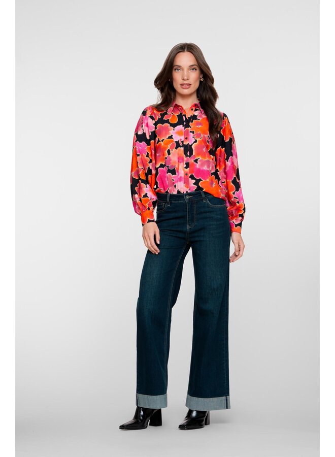 51544-10 850 Geisha Jeans wide turn-up black denim tinted
