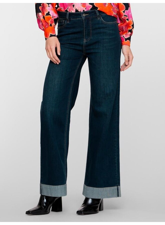 51544-10 850 Geisha Jeans wide turn-up black denim tinted