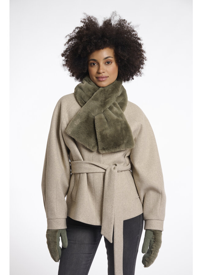 Stip.7002512 Rino en Pelle Faux fur scarf  Green ash
