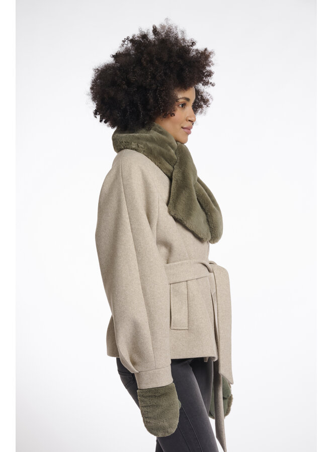 Stip.7002512 Rino en Pelle Faux fur scarf  Green ash
