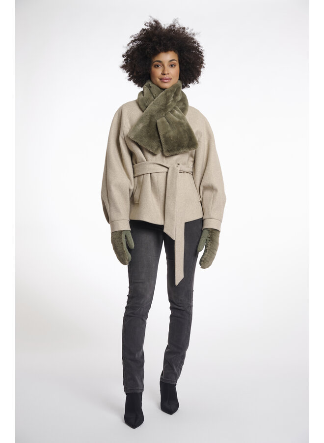 Stip.7002512 Rino en Pelle Faux fur scarf  Green ash