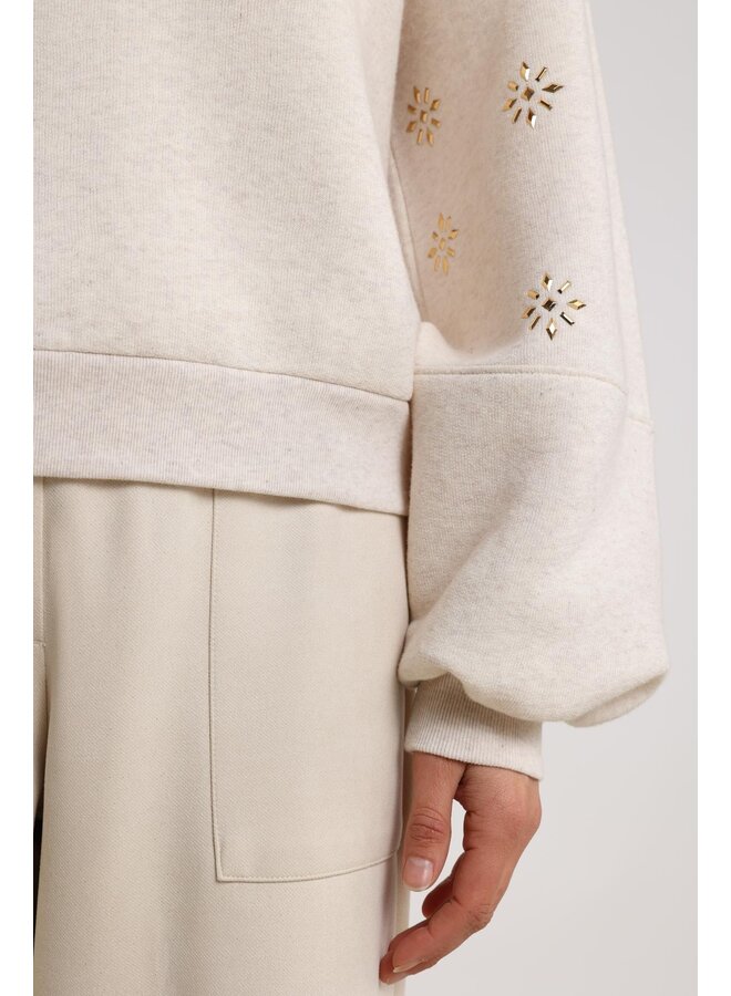 NKF03029 9 Nukus Amadora Sweater Flowerstuds Sand
