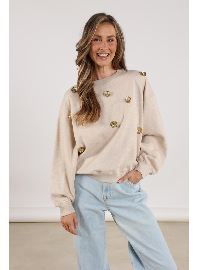 NKF03021 54 Nukus Beatriz Pullover Flower Sand Melange