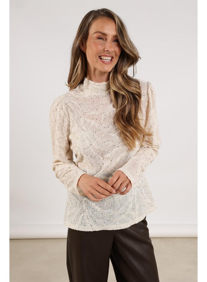 NKF01002 17 Nukus Puck Top Leaf Paillet Off White