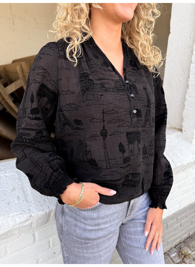 173900 801 Mos Mosh MMTazzin Tale Light Blouse Black