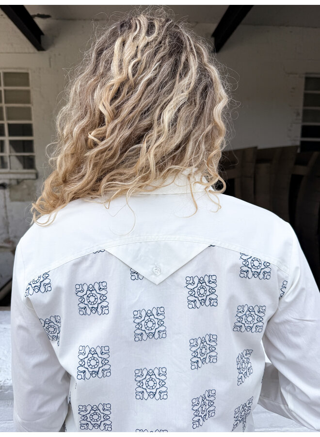 173000 180 MosMosh MM Weina Geo Shirt Ecru
