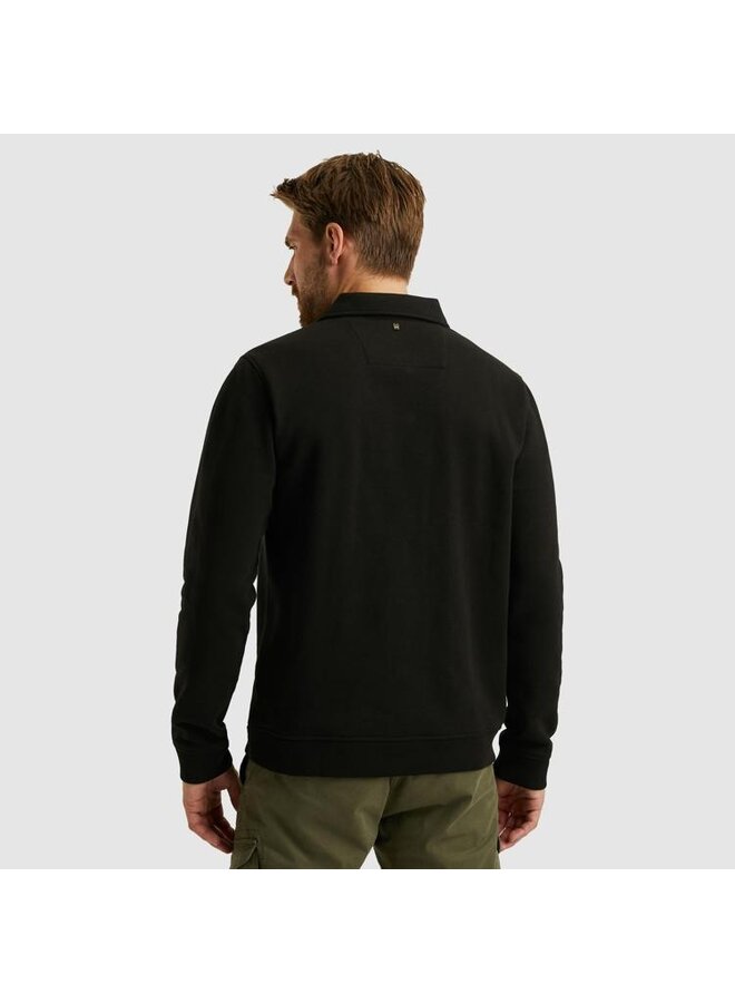 PSW2509454 999 PME Legend Half button collar 3t cross fleece polo Black