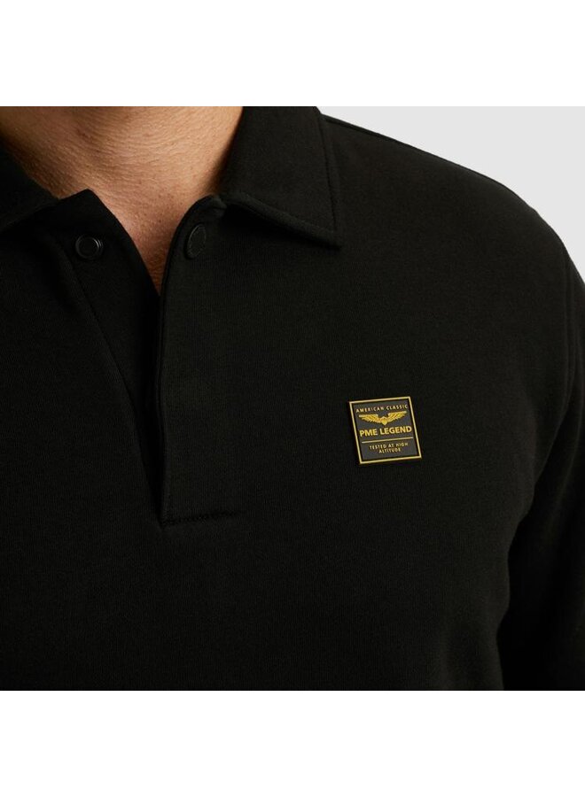 PSW2509454 999 PME Legend Half button collar 3t cross fleece polo Black