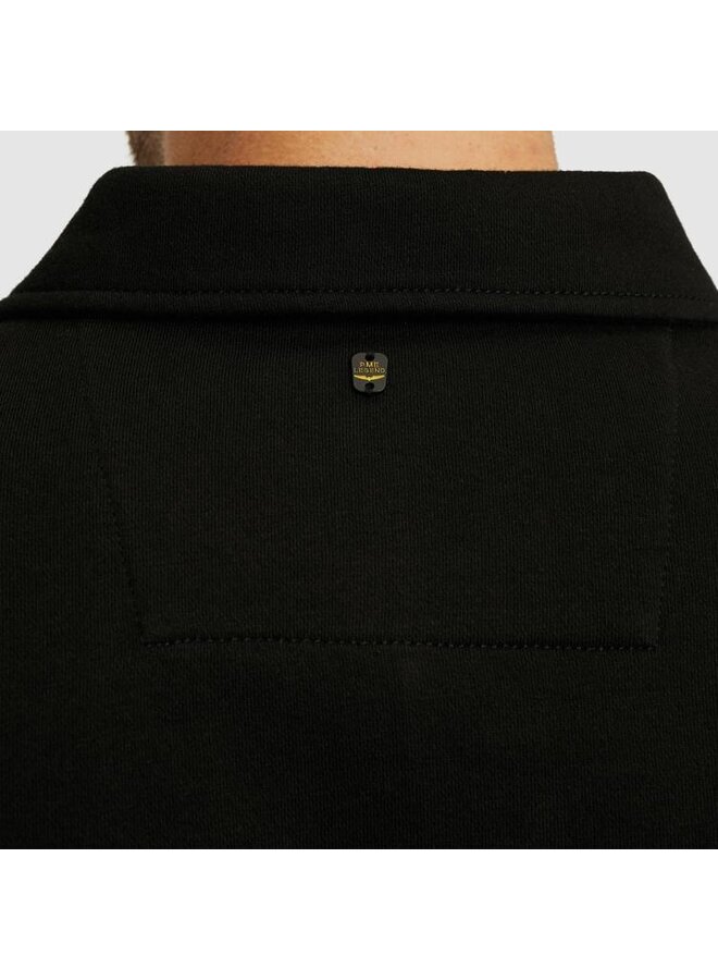 PSW2509454 999 PME Legend Half button collar 3t cross fleece polo Black