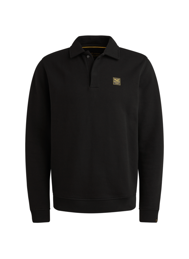 PSW2509454 999 PME Legend Half button collar 3t cross fleece polo Black