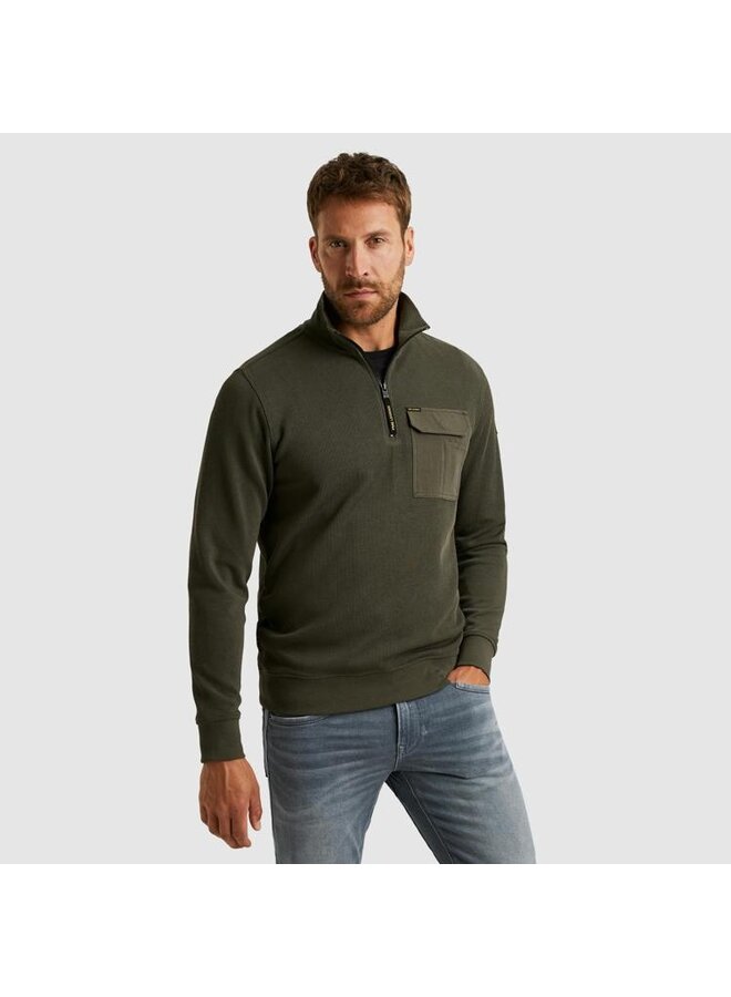 PSW2509457 8039 PME Legend Half zip collar knit look jersey Beluga