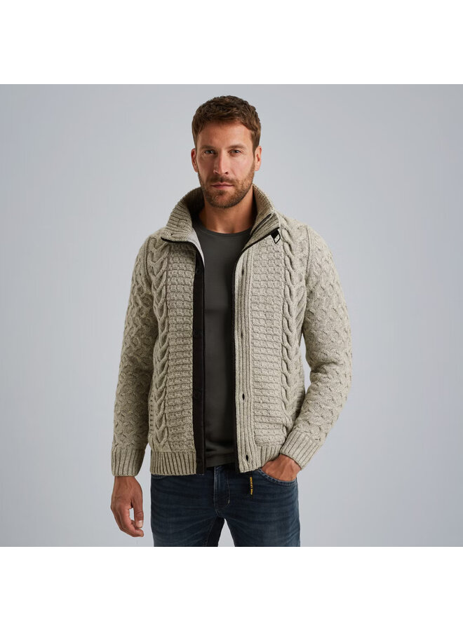 PKC2509359 921 PME Legend Zip jacket heavy knit mixed yarn Light Grey Melee