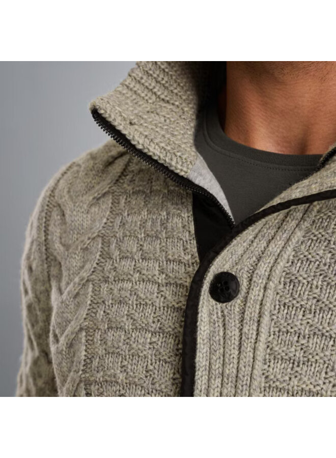 PKC2509359 921 PME Legend Zip jacket heavy knit mixed yarn Light Grey Melee