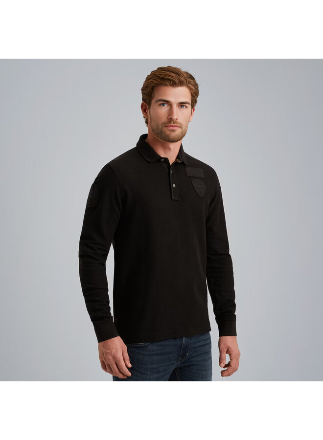 PPS2509802 9067 PME Legend Long sleeve polo waffle pique cargo Jet Black