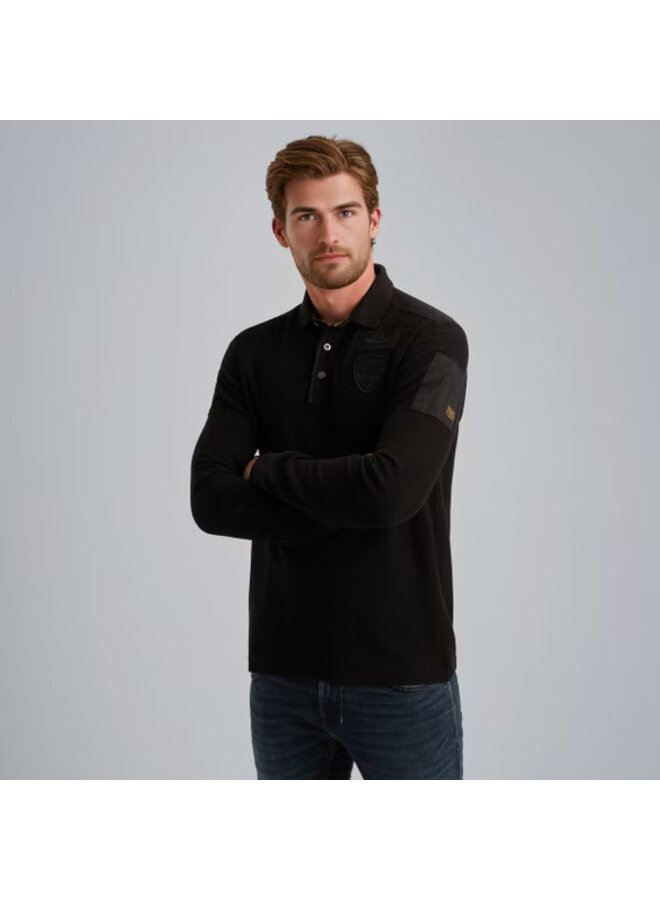 PPS2509802 9067 PME Legend Long sleeve polo waffle pique cargo Jet Black