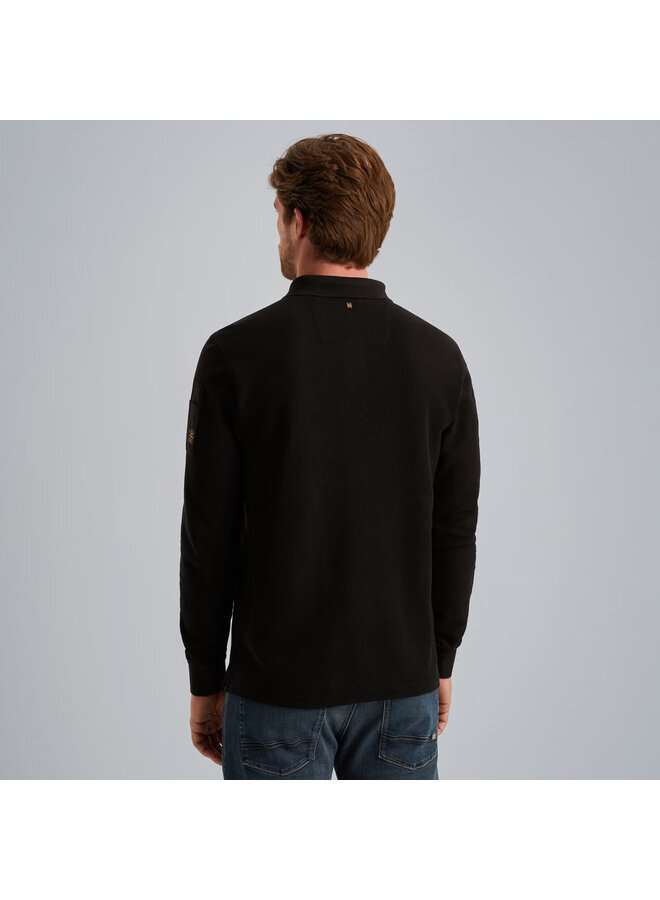 PPS2509802 9067 PME Legend Long sleeve polo waffle pique cargo Jet Black