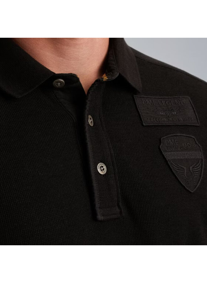 PPS2509802 9067 PME Legend Long sleeve polo waffle pique cargo Jet Black
