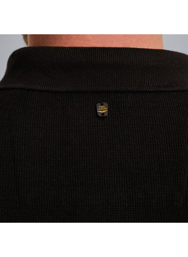 PPS2509802 9067 PME Legend Long sleeve polo waffle pique cargo Jet Black