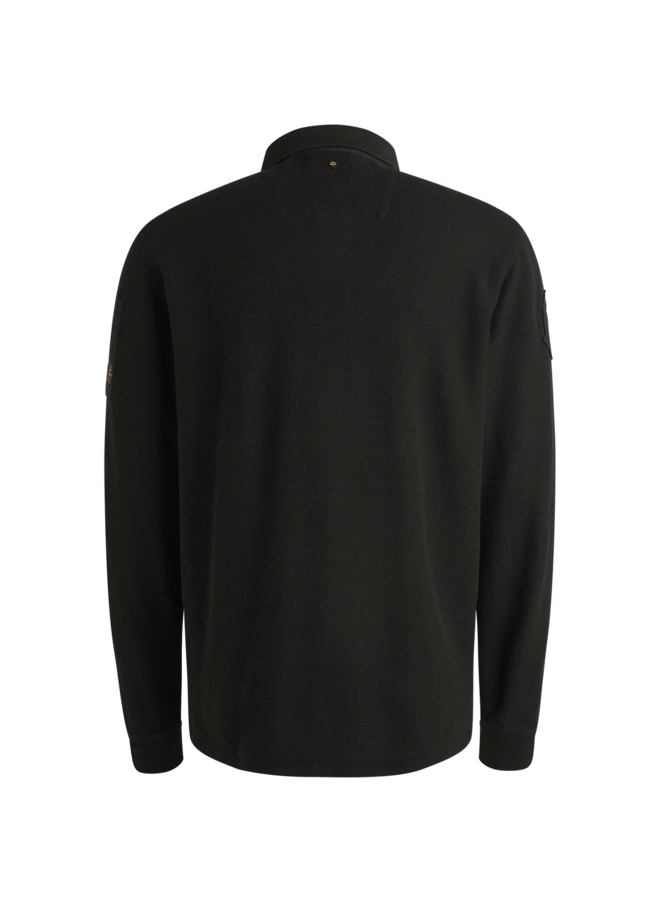 PPS2509802 9067 PME Legend Long sleeve polo waffle pique cargo Jet Black