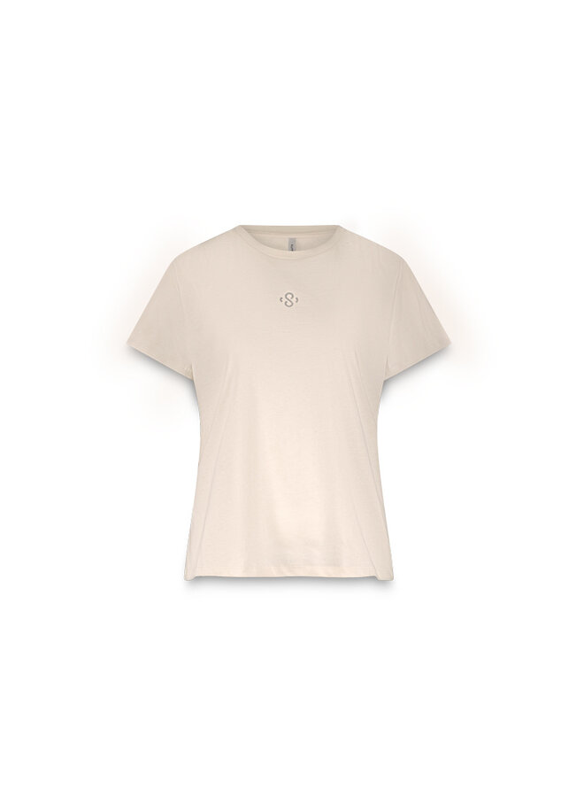 3s5185-30714 122 Summum Rhine stone logo tee Ivory