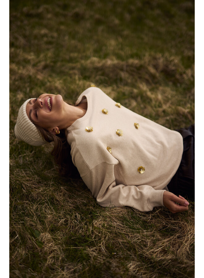 NKF03021 54 Nukus Beatriz Pullover Flower Sand Melange