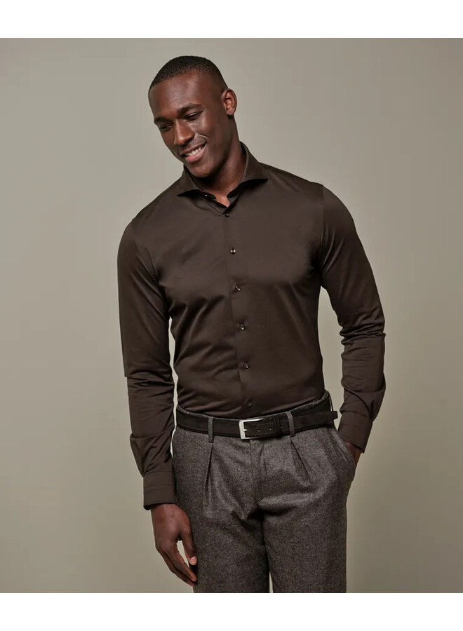 PPWH30026E Prufuomo Japanese knitted Shirt SC BROWN