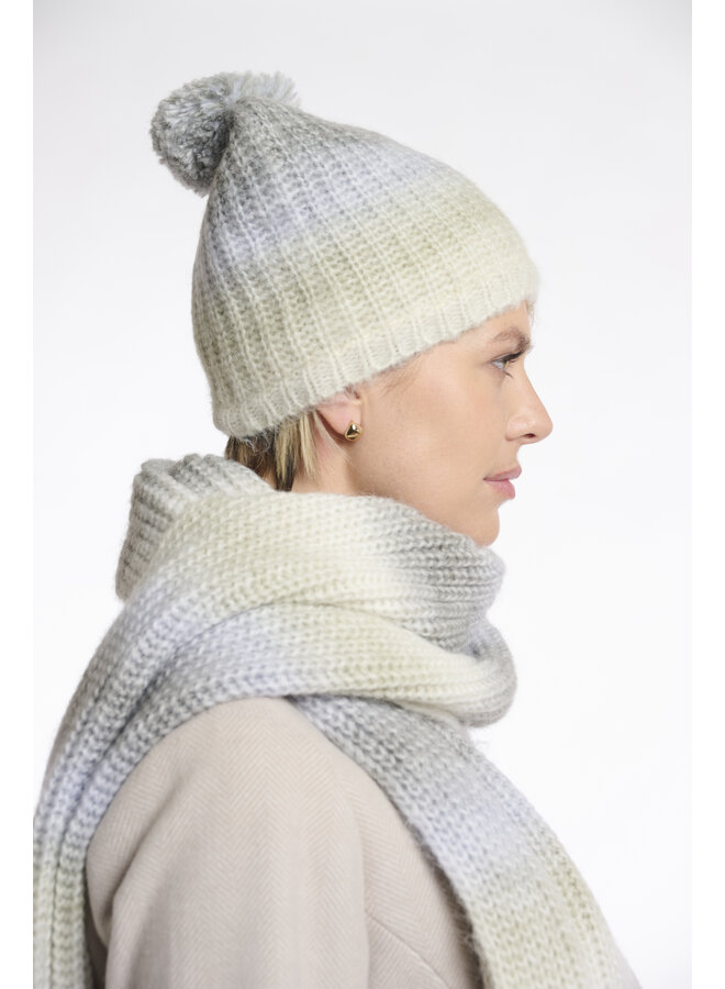 Nim.5002512 Rino & Pelle Multicoloured knitted beanie with pom-pom  Green mix